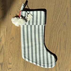 Hearth & Hand Black and White Striped Stocking